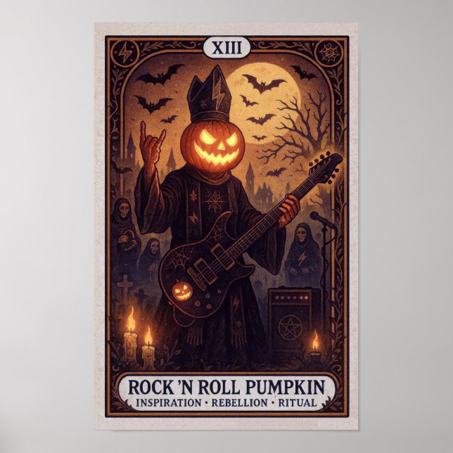 Rock ’N Roll Pumpkin Poster – Gothic Tarot Card  (Front)
