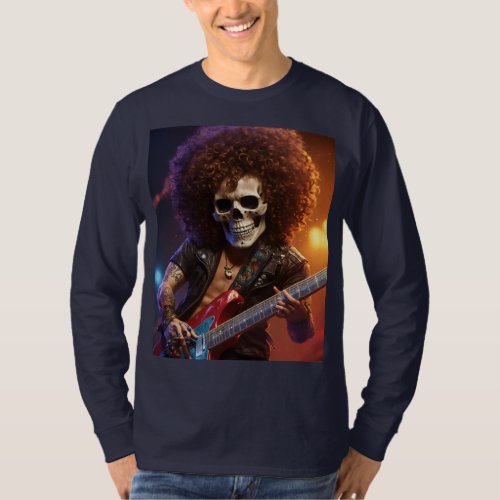 Rock n Roll Reaper Electric Skull Guitarist T_Shirt