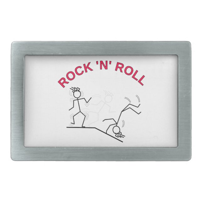 Rock 'N' Roll Rectangular Belt Buckle (Front)