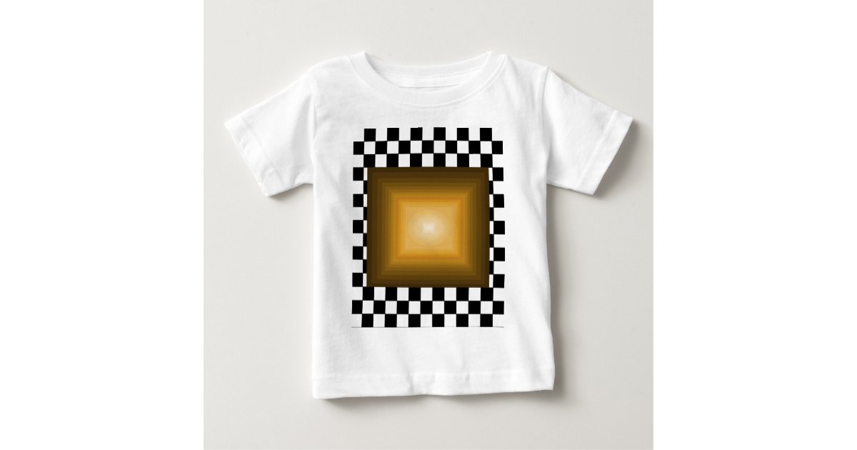 Rock N Roll Retro Gold Hipster B W Checkerboard Baby T Shirt