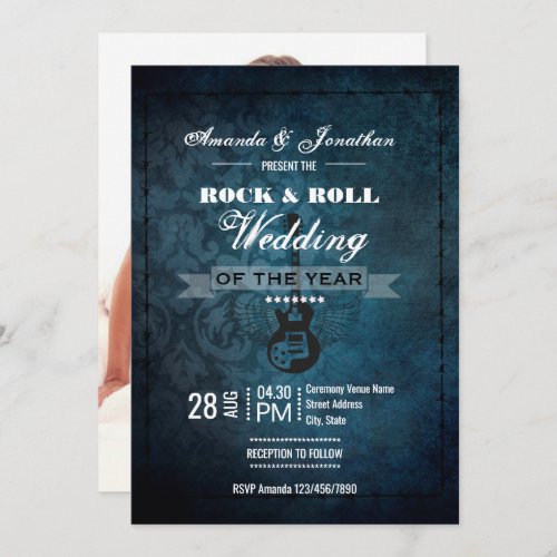 Rock n Roll Retro Vintage Wedding Photo Invitation