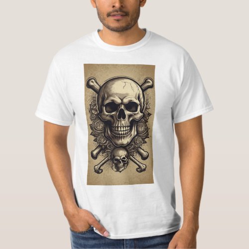 Rock n Roll Revival Vintage Skull  Crossbones  T_Shirt