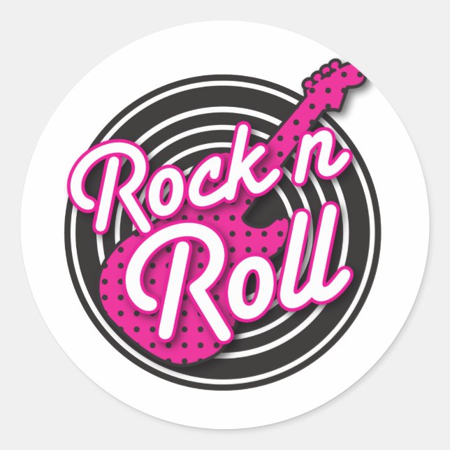 Rock N Roll rockabilly record design Classic Round Sticker (Front)