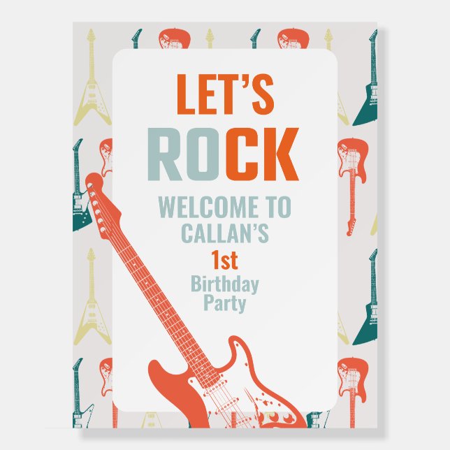 Rock n Roll Rockstar 1st Birthday Welcome  Foam Board (Front)