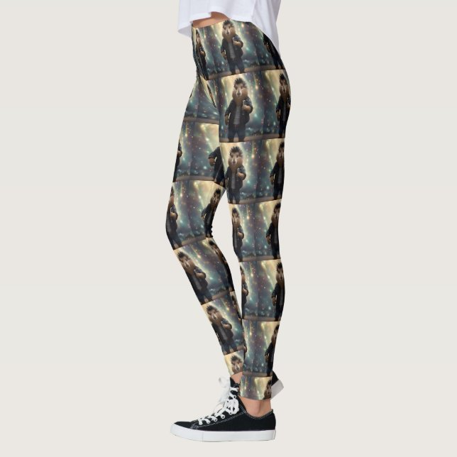 "Rock 'n' Roll Rodent: The Mohawk Capybara Rocksta Leggings (Left)