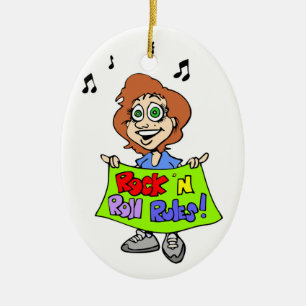ROCK 'N ROLL RULES CERAMIC ORNAMENT