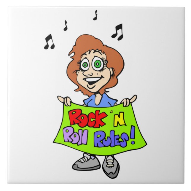 ROCK 'N ROLL RULES CERAMIC TILE (Front)
