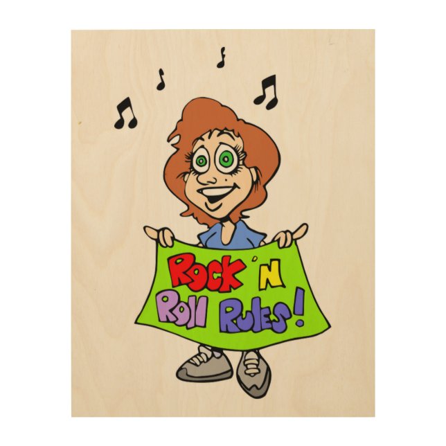 ROCK 'N ROLL RULES WOOD WALL ART (Front)