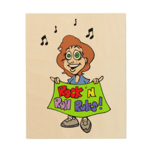 ROCK 'N ROLL RULES WOOD WALL ART