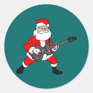 Rock N Roll Santa Claus Classic Round Sticker