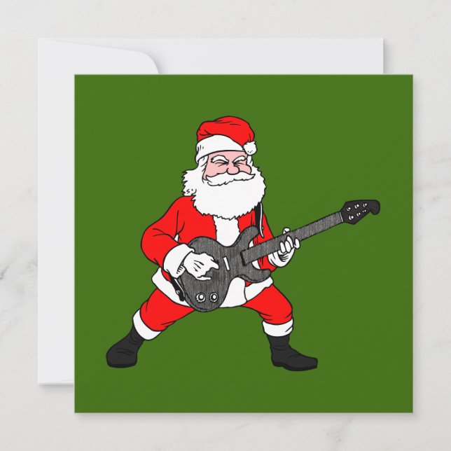 Rock N Roll Santa Claus Holiday Card (Front)