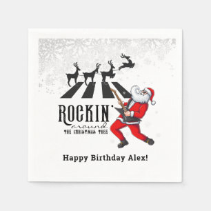 Rock N Roll Santa Rockin' Birthday Christmas Party Napkins
