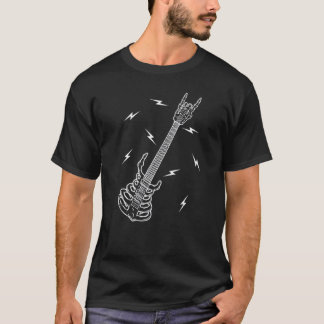 Rock N Roll Skeleton Guitar Music Halloween T-Shirt