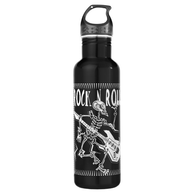 Rock N Roll, Skeleton Water Bottle (Front)
