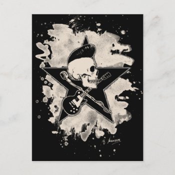 Rock-n-roll Skull - Blached Postcard by andersARTshop at Zazzle