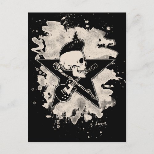 Rock_n_Roll Skull _ Blached Postcard