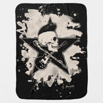 Rock-n-roll Skull - Bleached Baby Blanket by andersARTshop at Zazzle