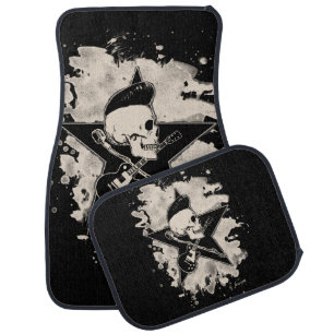 Rock-n-roll skull - bleached car mat