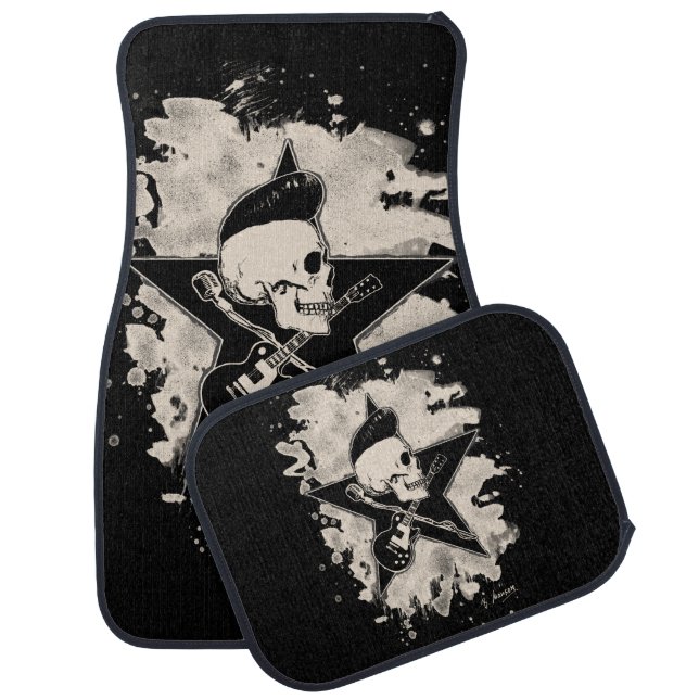 Rock-n-roll skull - bleached car mat (Set)