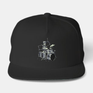 Rock N Roll Skull Drummer Musician Snap Back Hat