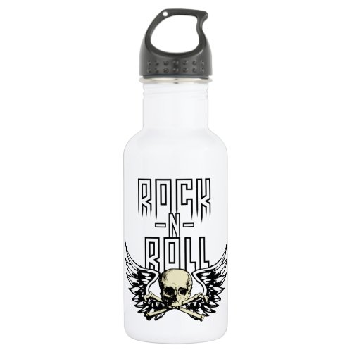 Rock n Roll Skull With Wings Water Bottle