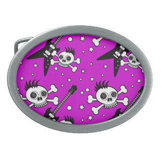 Rock n' Roll Skulls Oval Belt Buckle