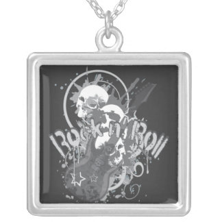 Rock n' Roll Skulls Silver Plated Necklace