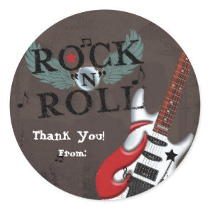 Rock N Roll Star Grunge Birthday Party Favor Classic Round Sticker