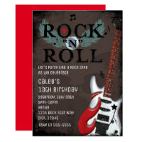 Rock N Roll Star Grunge Birthday Party Invitations