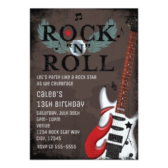Rock N Roll Star Grunge Birthday Party Invitations