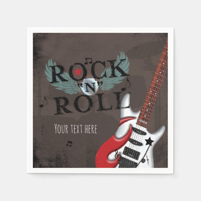 Rock N Roll Star Grunge Birthday Party Napkins (Front)