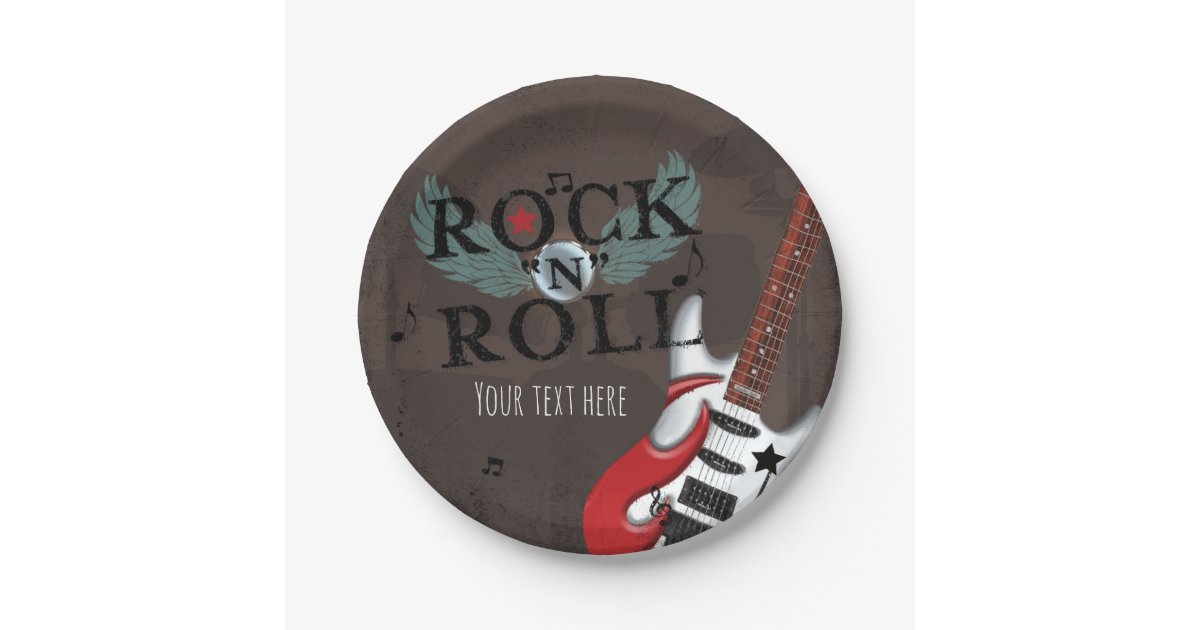 Rock N Roll Star Grunge Birthday Party Paper Plate | Zazzle.com