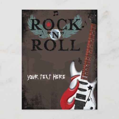 Rock N Roll Star Grunge Party Event Postcard