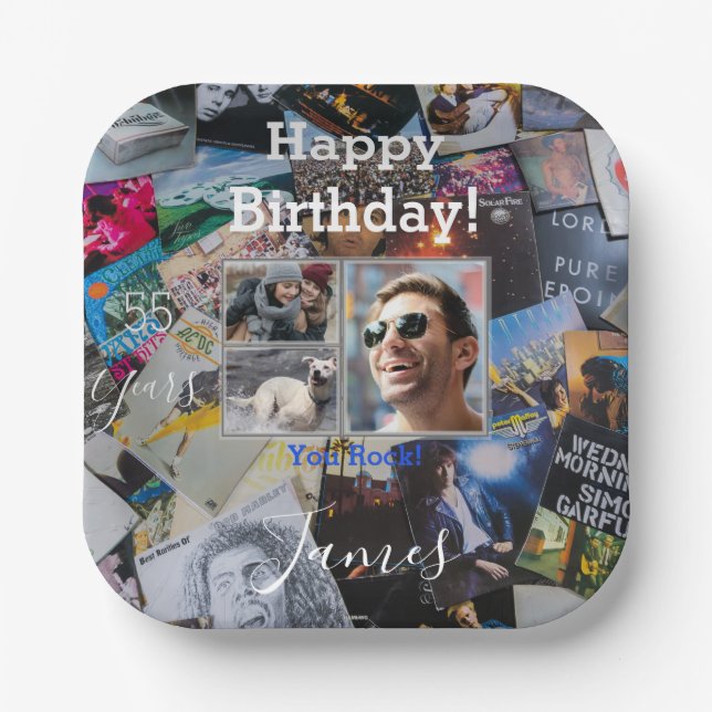 Rock-N-Roll Theme Birthday Plate - HAMbWG (Front)