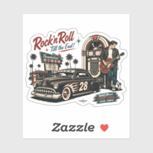 Rock ’n’ Roll Till the End Retro Diner Sticker