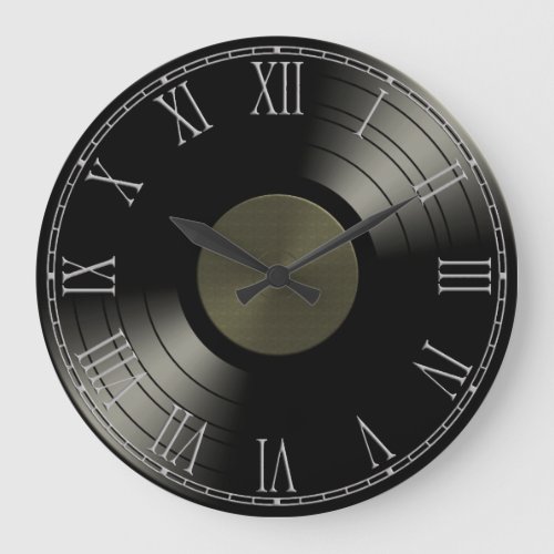 Rock n Roll Vinyl Record Album Large Clock