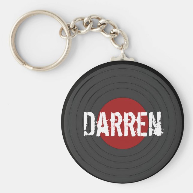 Rock N Roll Vinyl Record Personalized Keychain (Front)