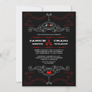Rock n Roll Wedding Poster (Black / Red) Invitation