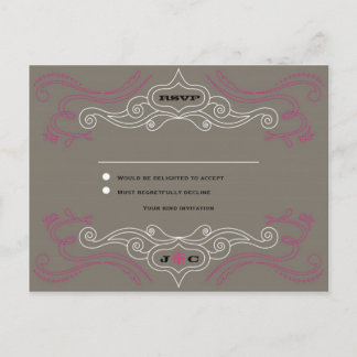 Rock 'n' Roll Wedding Poster (Pewter / Black) RSVP Invitation Postcard