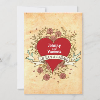 Rock n Roll Wedding (Roses) SPANISH Invitation