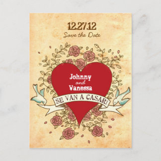 Rock 'n' Roll Wedding (Spanish) Save the Date Announcement Postcard