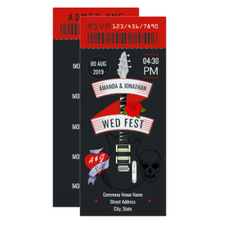 Rock And Roll Wedding Invitations Announcements Zazzle Rock N 39 Roll Wedding Ticket Custom Invitation