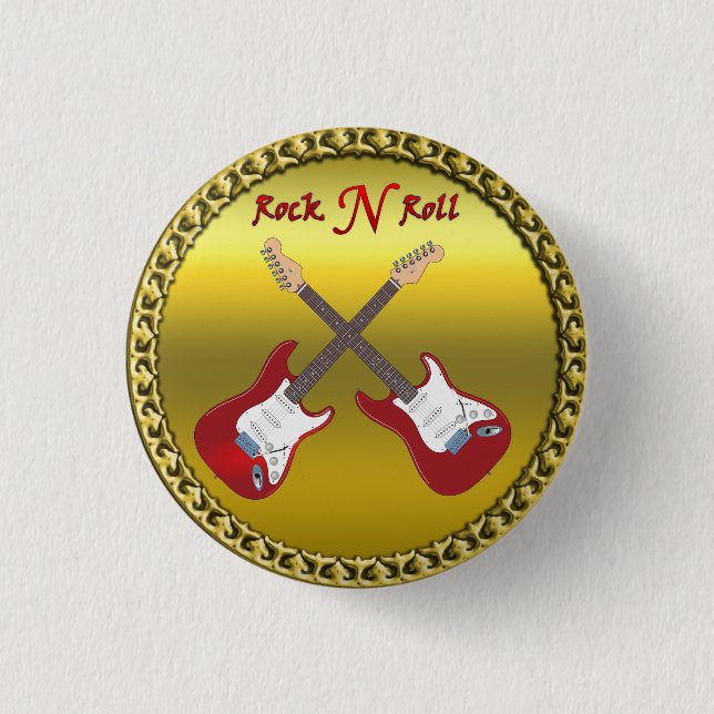 Rock N roll with electric guitars Button (Front)