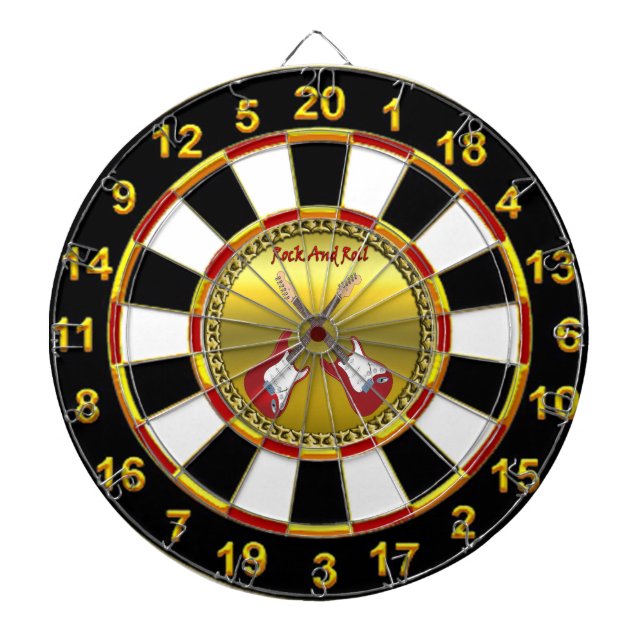 Rock N roll with electric guitars Dart Board (Front)