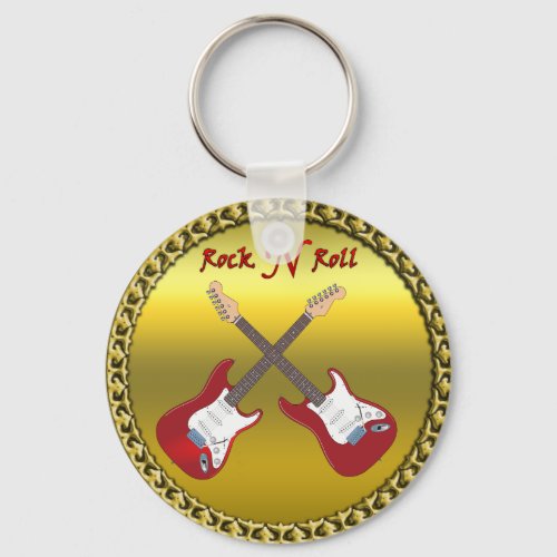 Rock N roll with electric guitars Keychain