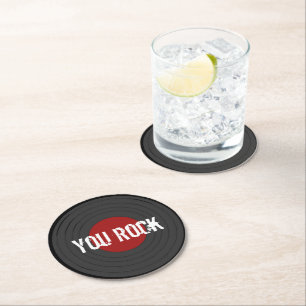 Rock N Roll YOU ROCK Round Paper Coaster