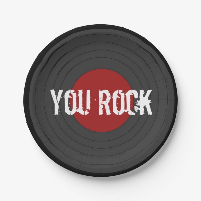 Rock N Roll YOU ROCK Round Paper Plates (Front)