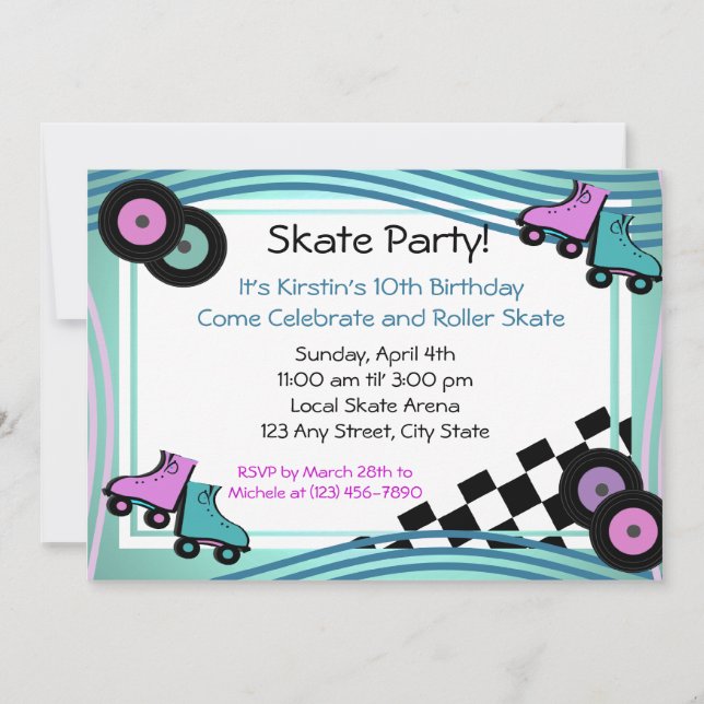 Rock N' Roller Skate Invitation (Front)