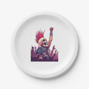 Rock N� Skull � Funny Punk Skeleton Concert Paper Plates