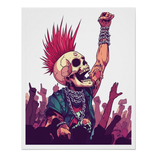 Rock N� Skull � Funny Punk Skeleton Concert Poster (Front)